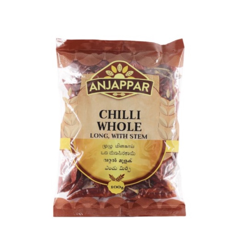 ANJAPPAR DRIED CHILLI WHOLE (WITH STEM)100g