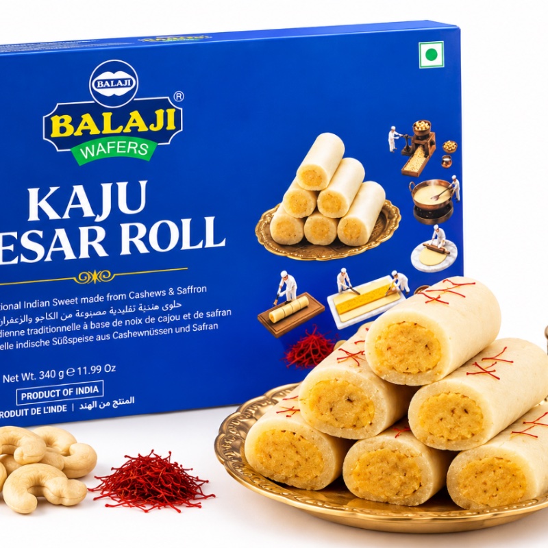 Balaji Sweets - Kaju Kesar Roll 340 gm