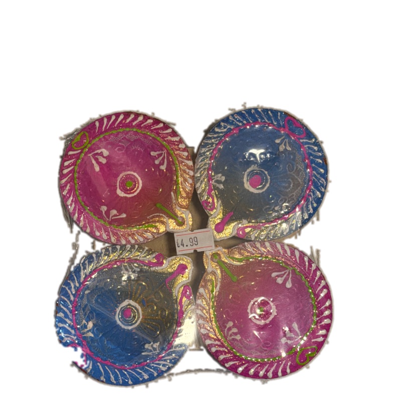 Diya set of 4 (Pink/Blue)