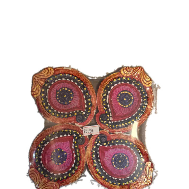Diya set of 4 (pink)