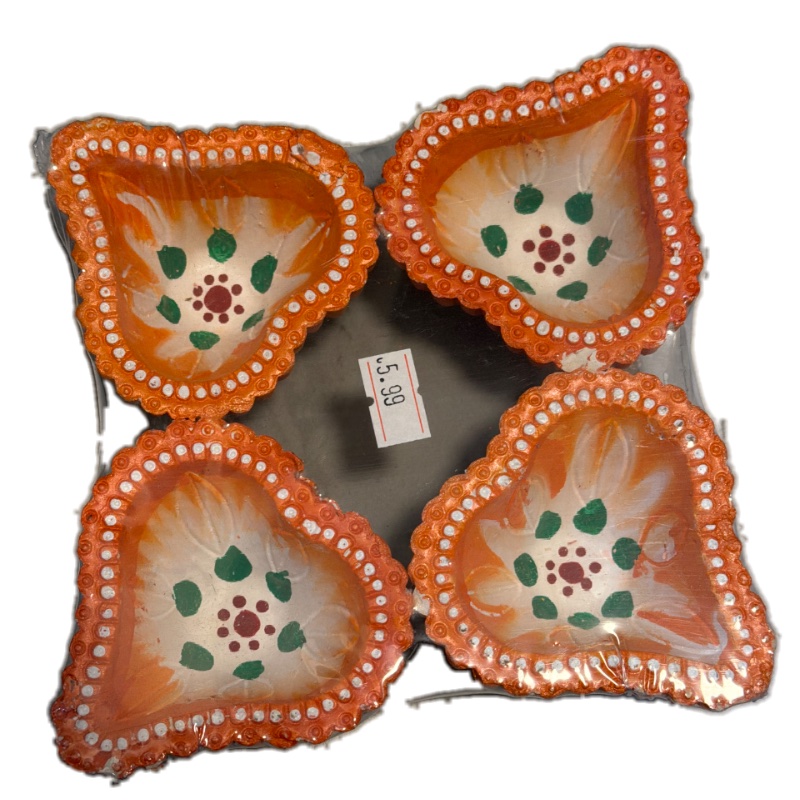 Clay Diya Orange (4 pcs)