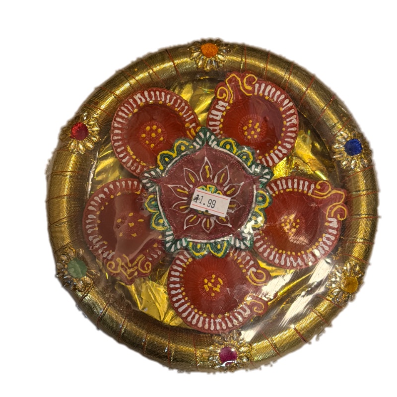 Diya set of 6 with decoration plate