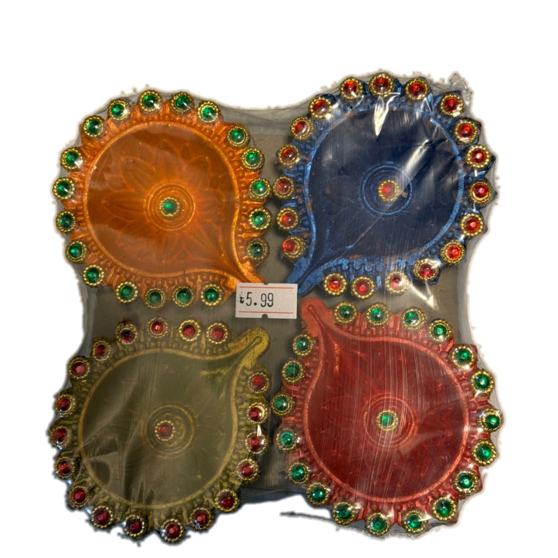 Diya set of 4 (with decoration)
