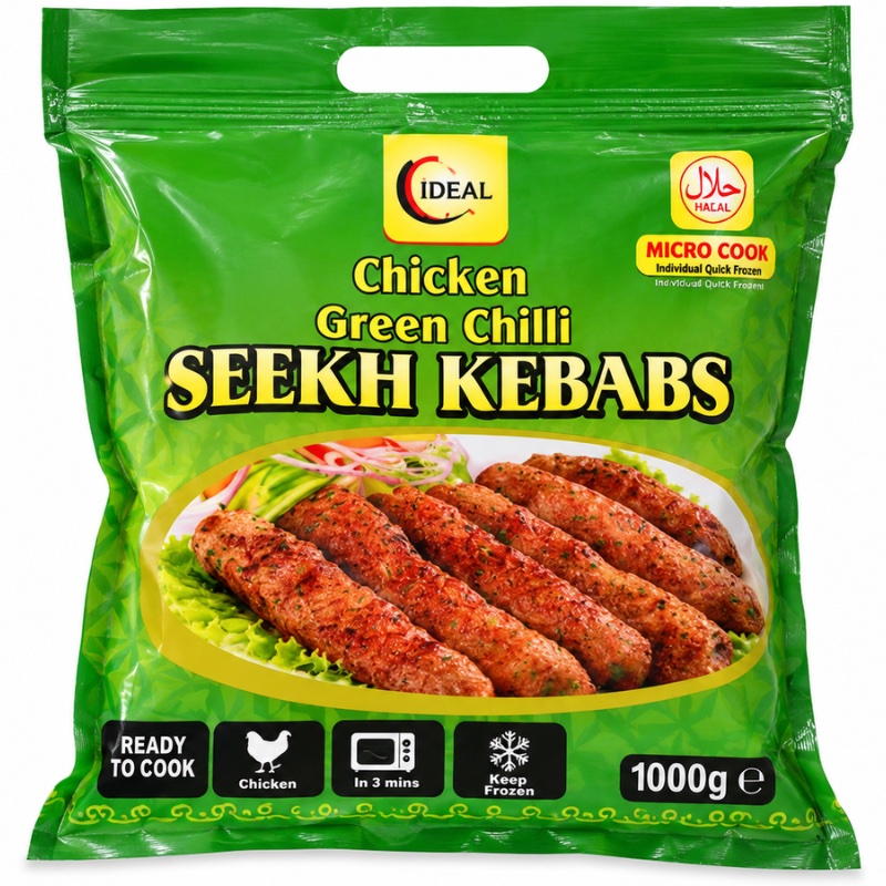 Frozen Seekh Kebab Chicken Green Chilli (Ideal) 15Pcs x 1 KG